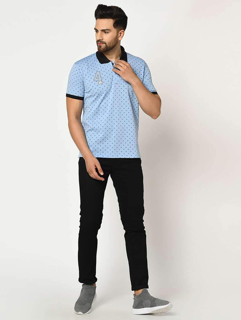 light blue printed polo t-shirt - 17453622 - Standard Image - 3