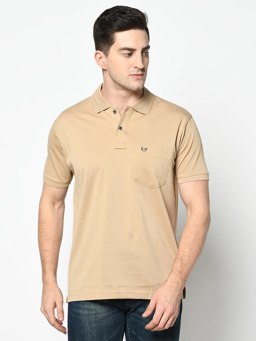 beige solid polo t-shirt - 17453629 - Zoom Image - 0