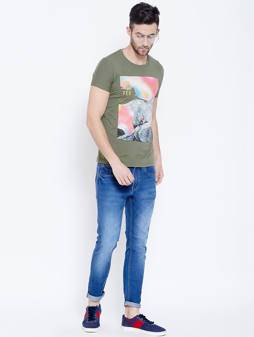 olive green printed t-shirt - 17453633 - Standard Image - 3