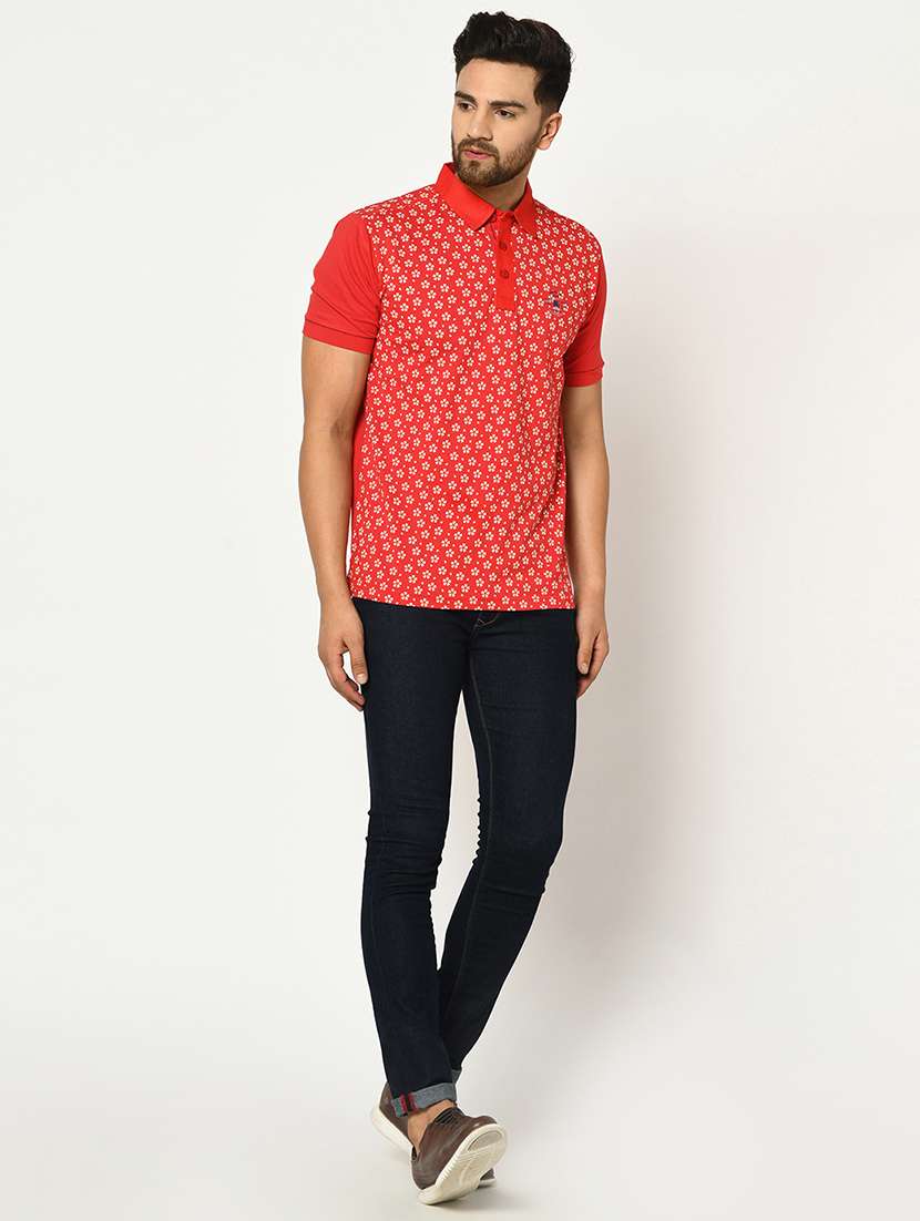 red printed collared t-shirt - 17453649 - Standard Image - 3