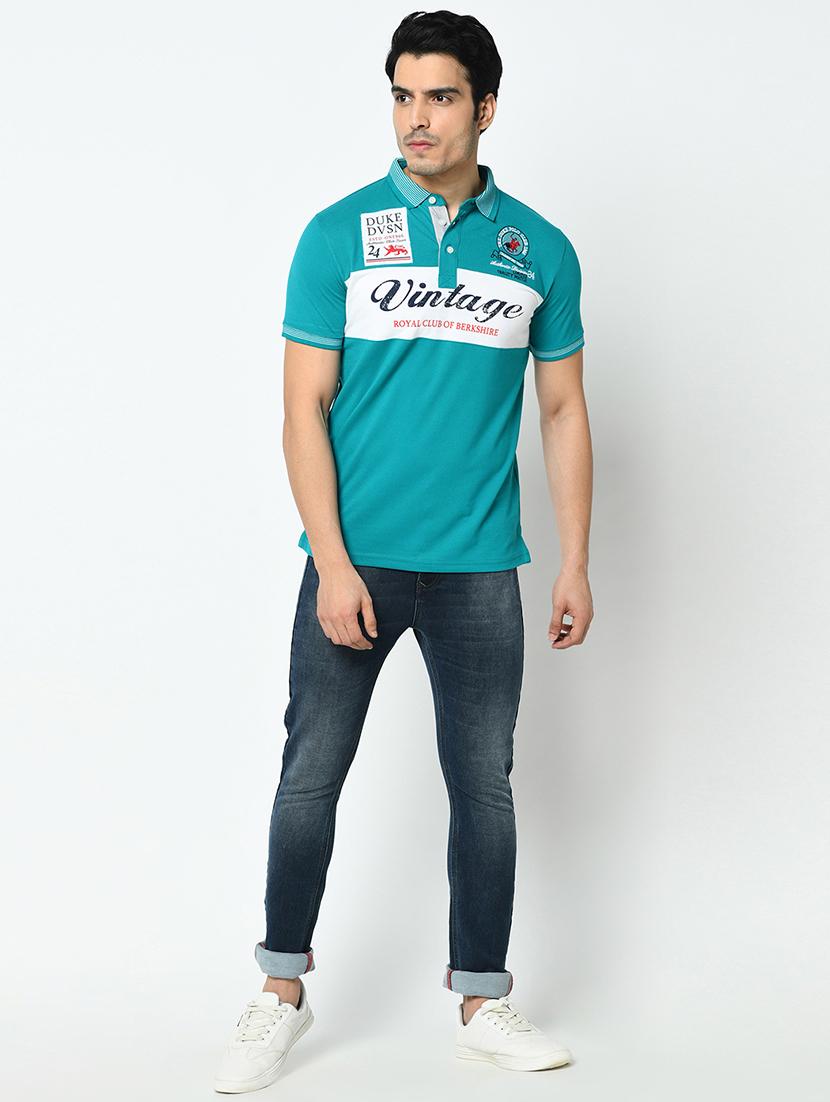 blue printed collared t-shirt - 17453672 - Standard Image - 3
