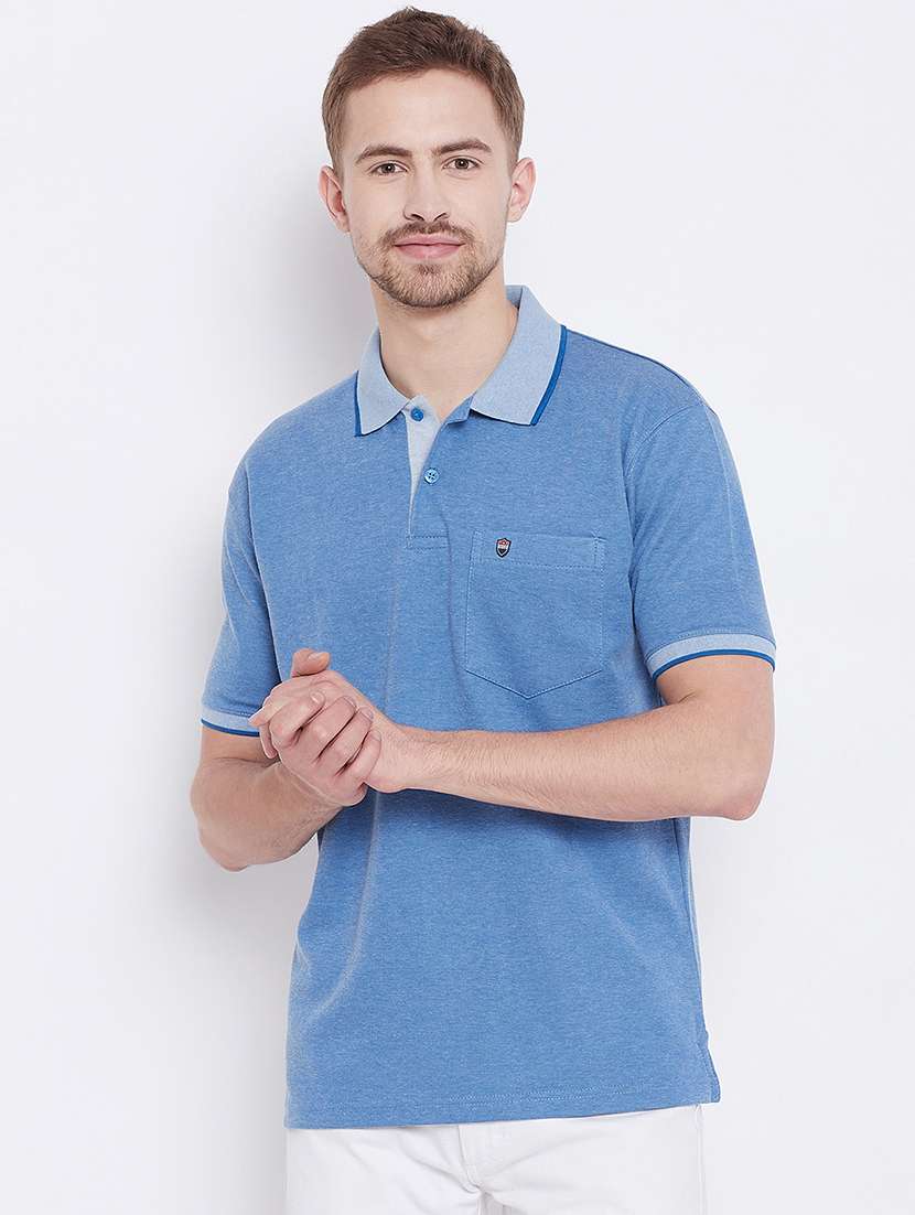 blue solid polo t-shirt