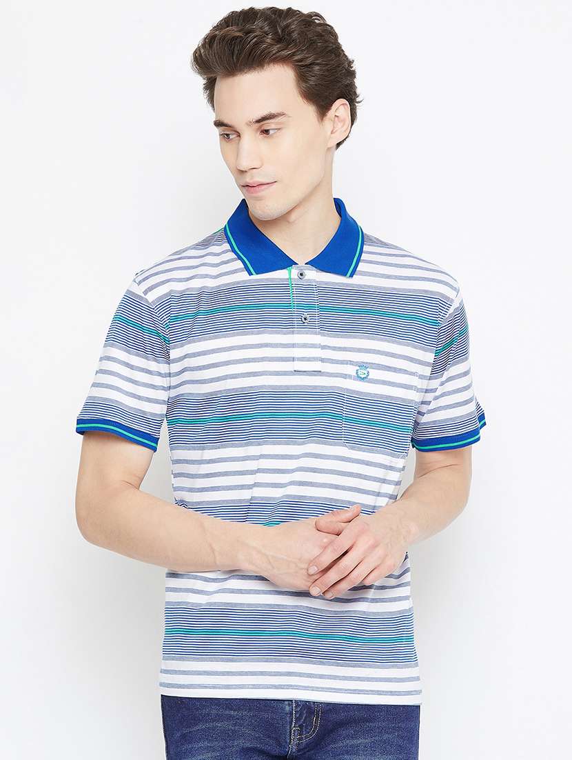 blue striped collared t-shirt - 17453688 -  Zoom Image - 0