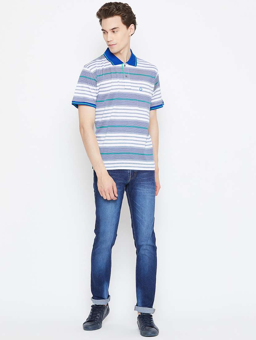 blue striped collared t-shirt - 17453688 -  Standard Image - 3