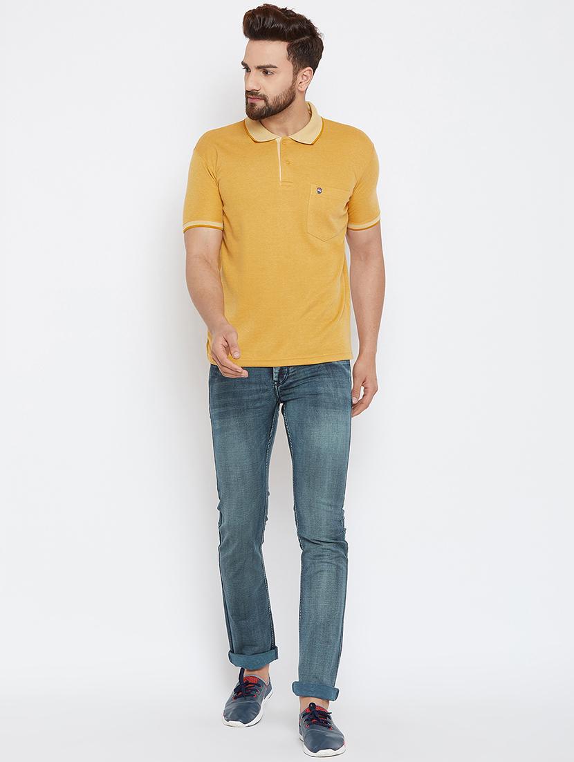 yellow solid polo t-shirt - 17453689 - Standard Image - 3