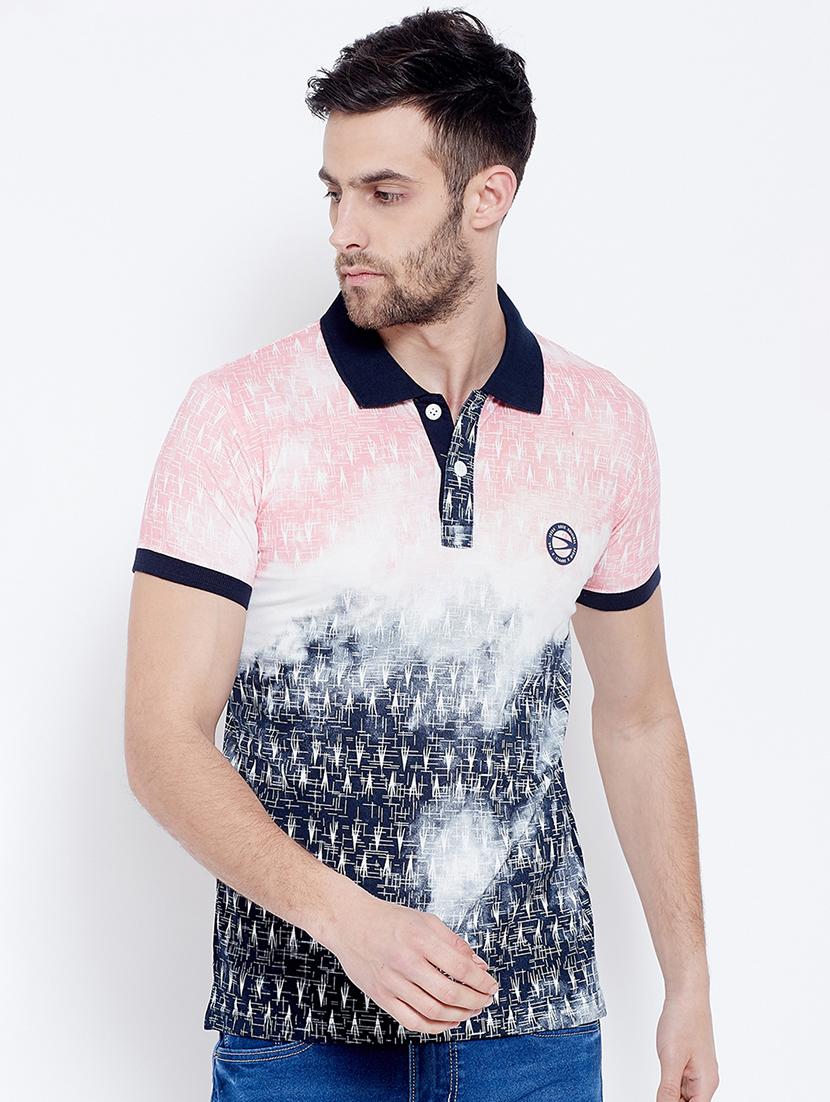 navy blue printed polo t-shirt - 17453708 -  Zoom Image - 0
