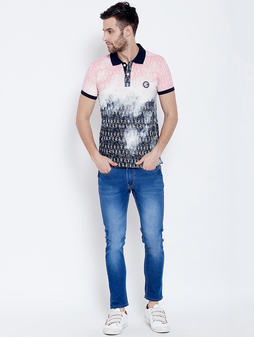 navy blue printed polo t-shirt - 17453708 - Standard Image - 3