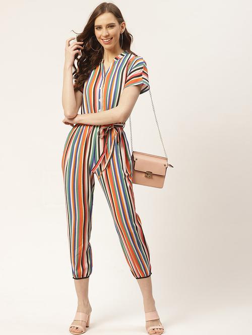 tie front striped jumpsuit  - 17454277 -  Standard Image - 0