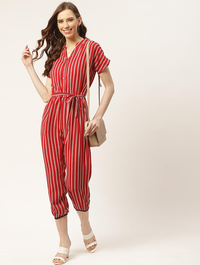 tie front striped jumpsuit - 17454278 - Standard Image - 3