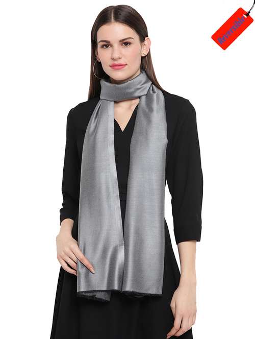 grey modal silk stole - 17454492 - Standard Image - 0