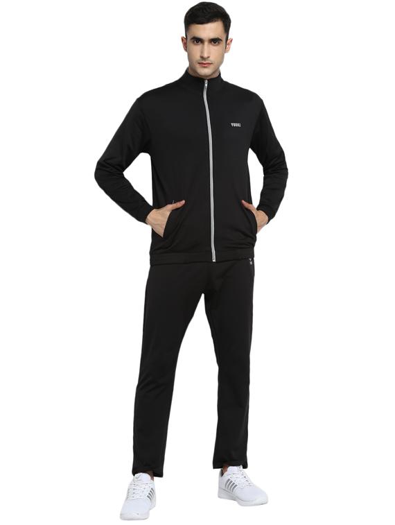 black solid track suit