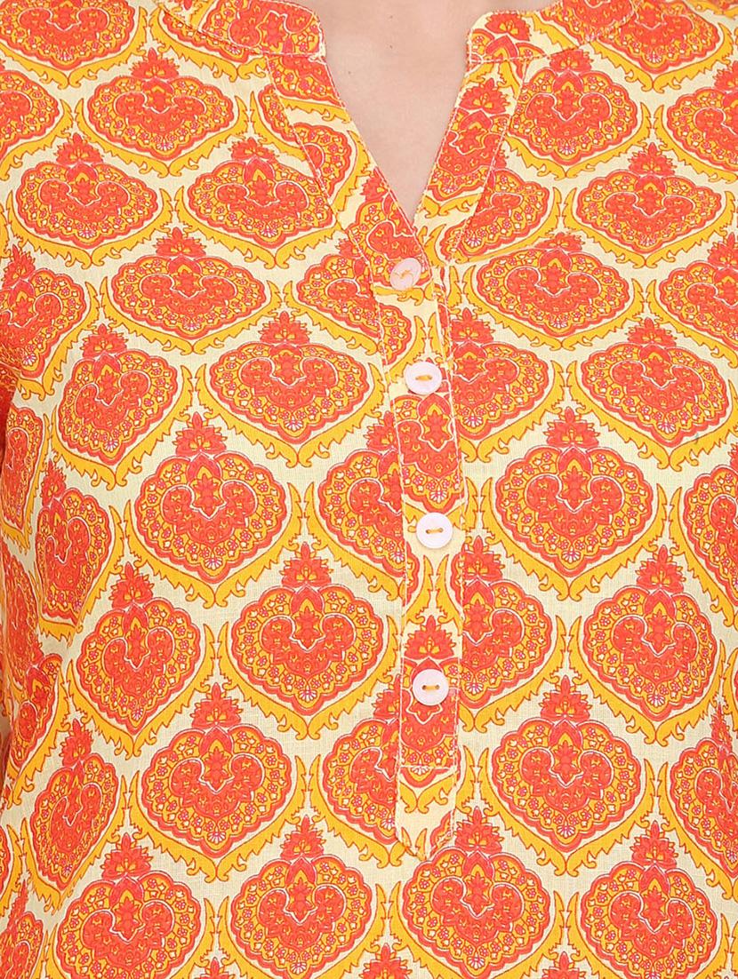 printed mandarin neck straight kurta - 17457676 - Standard Image - 3