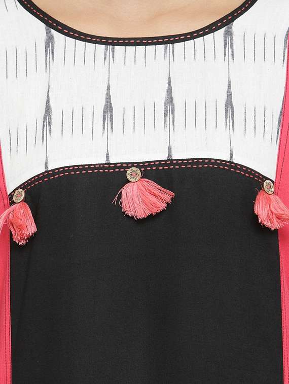 color block straight kurta - 17457681 -  Standard Image - 3