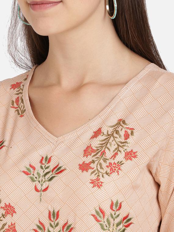 peach rayon anarkali kurta - 17459558 - Standard Image - 3