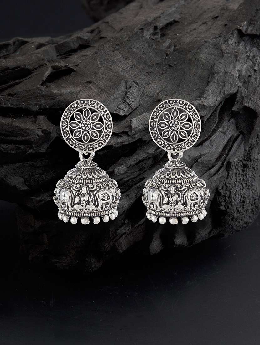 silver metal jhumka earring