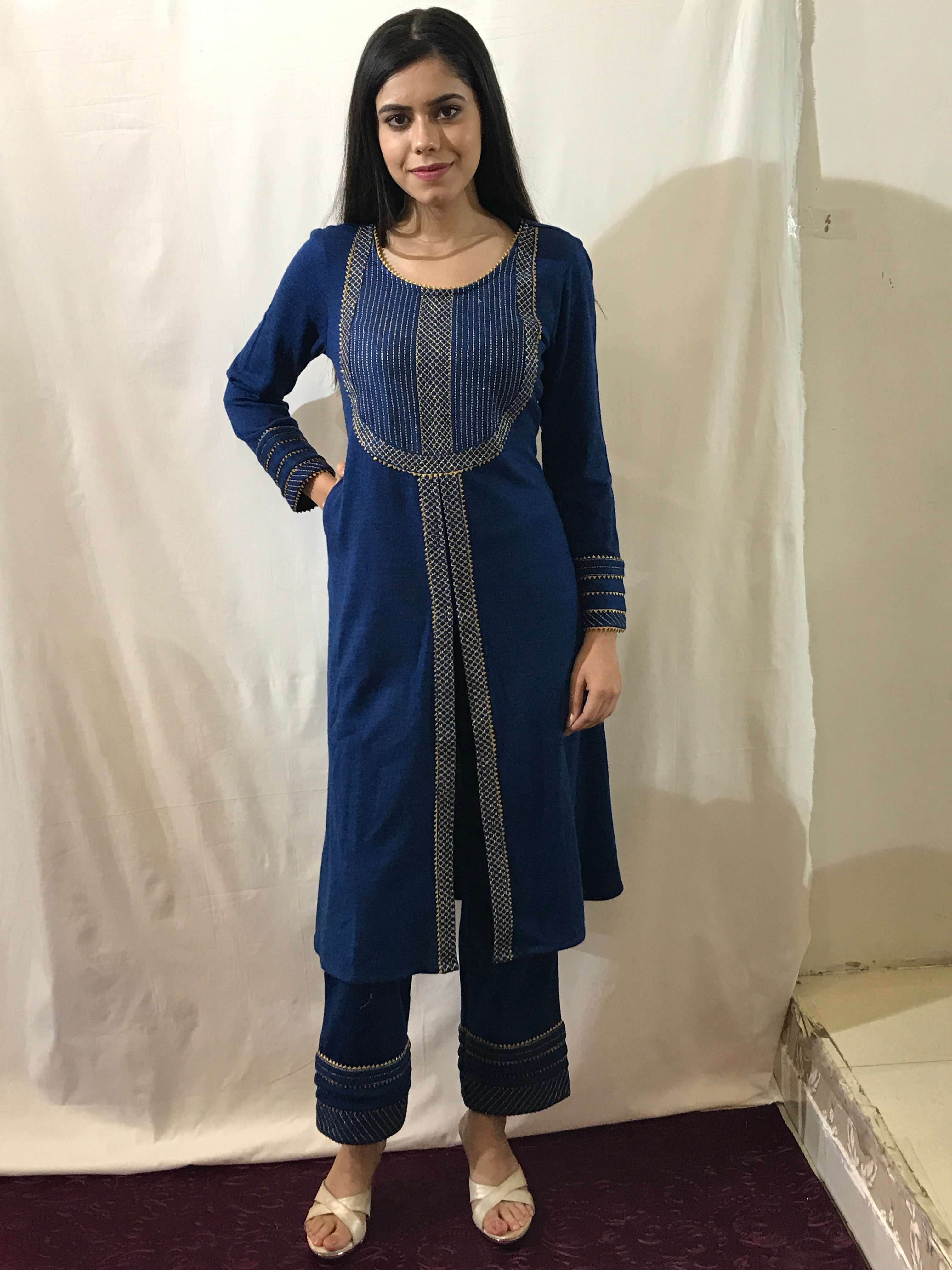 Buy online Zari Work Woolen Kurta Sets 