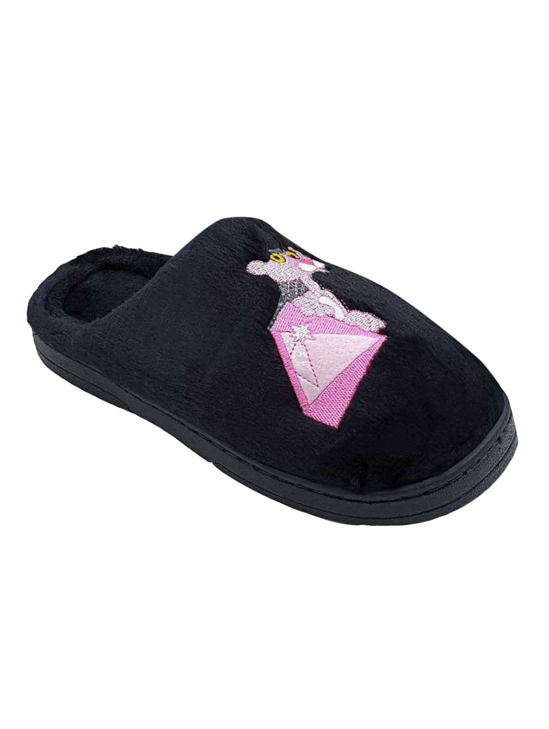 black synthetic & mesh slip on flip flops