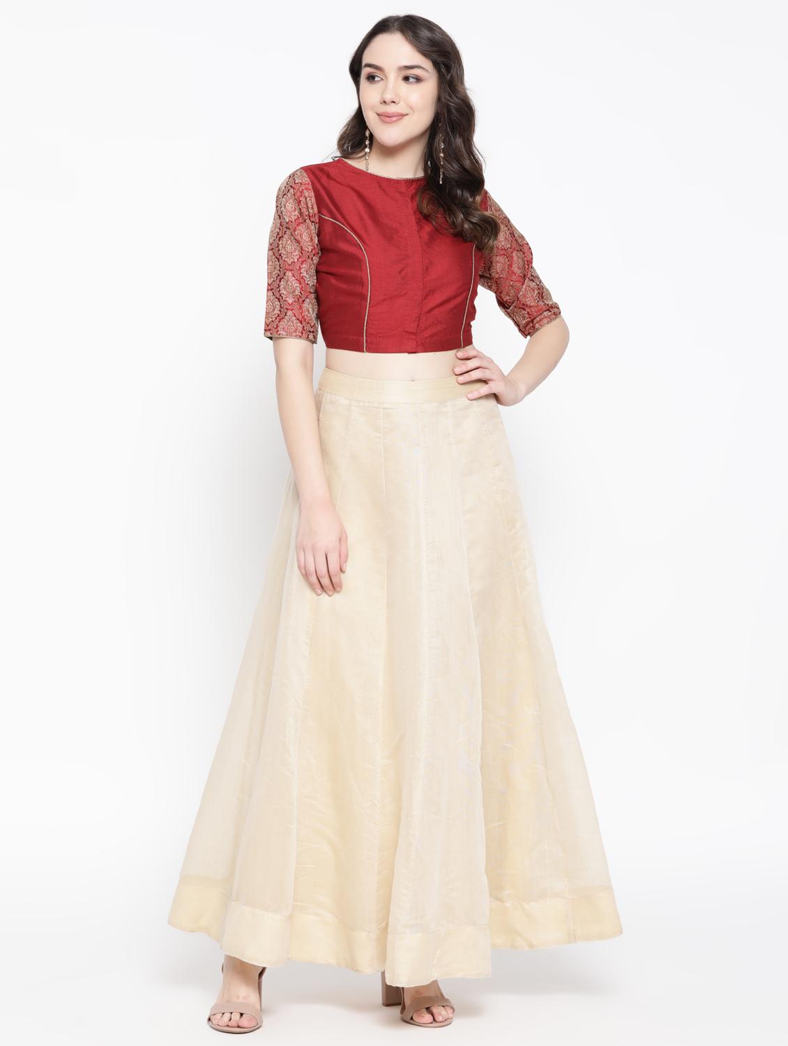 self design maroon blouse - 17462191 - Standard Image - 3