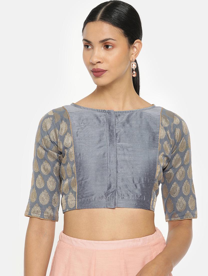 self design brocade blouse - 17462202 - Zoom Image - 0