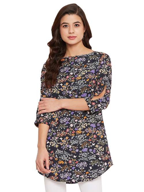boat neck floral tunic - 17462958 -  Standard Image - 0