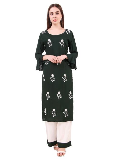 embroidered kurta palazzo set - 17463197 -  Standard Image - 0