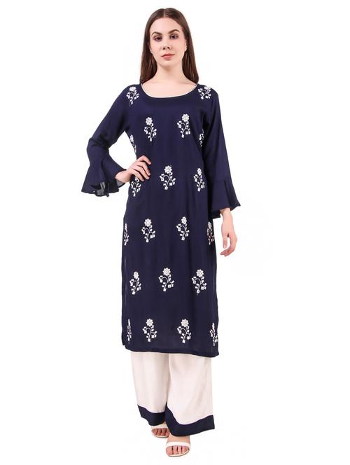 embroidered kurta palazzo set - 17463198 - Standard Image - 0