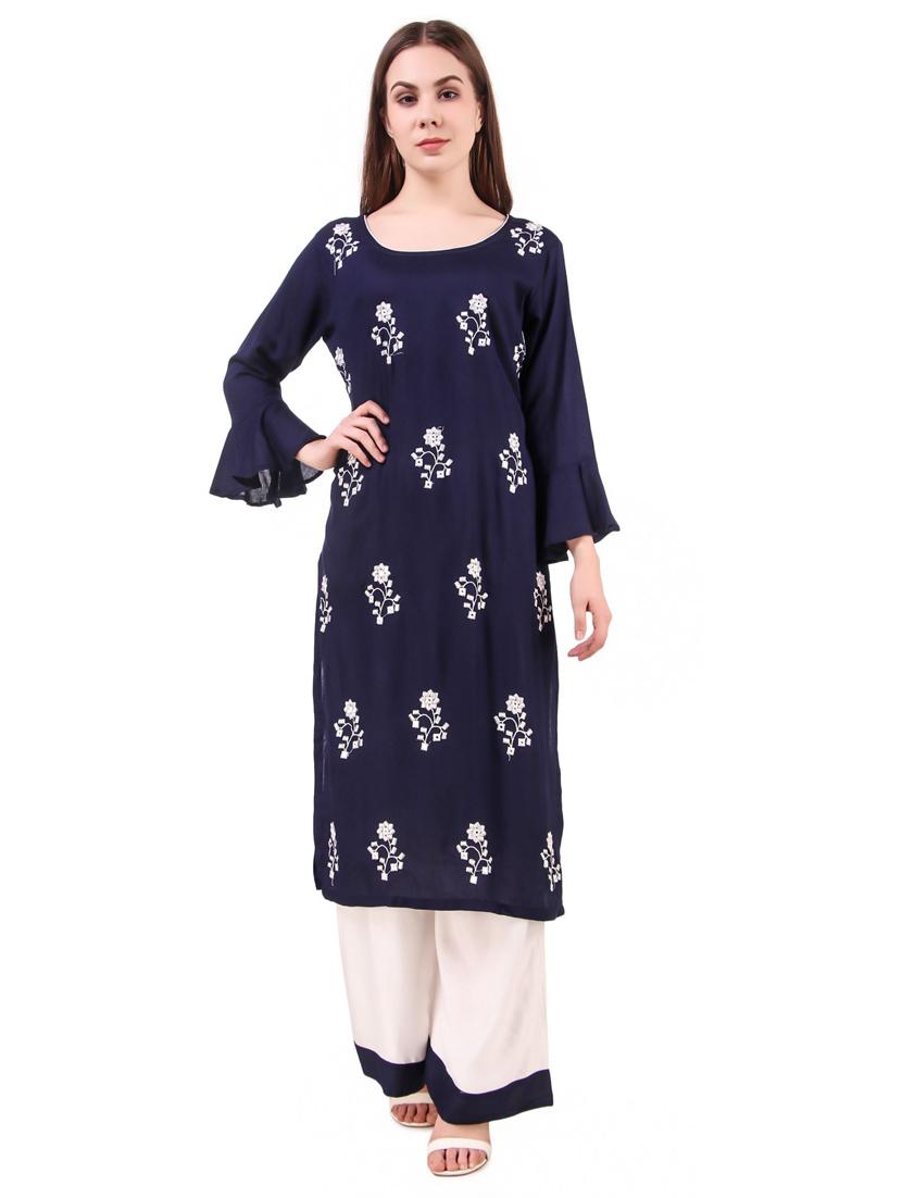 embroidered kurta palazzo set - 17463198 - Zoom Image - 0