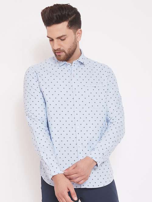 light blue printed casual shirt - 17463465 - Standard Image - 0