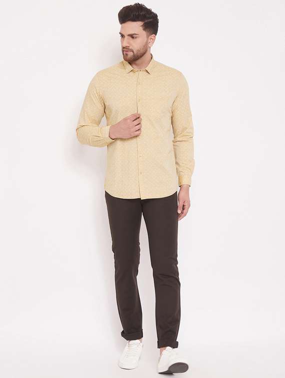 beige printed casual shirt - 17463469 - Standard Image - 3