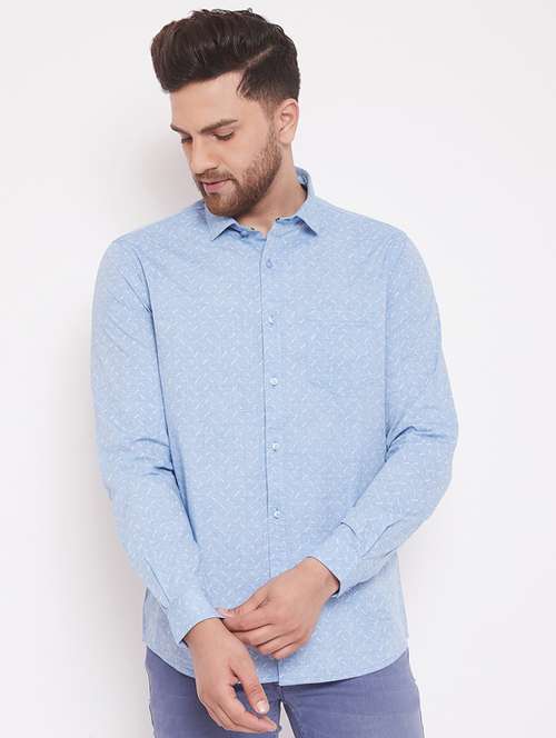light blue printed casual shirt - 17463471 -  Standard Image - 0