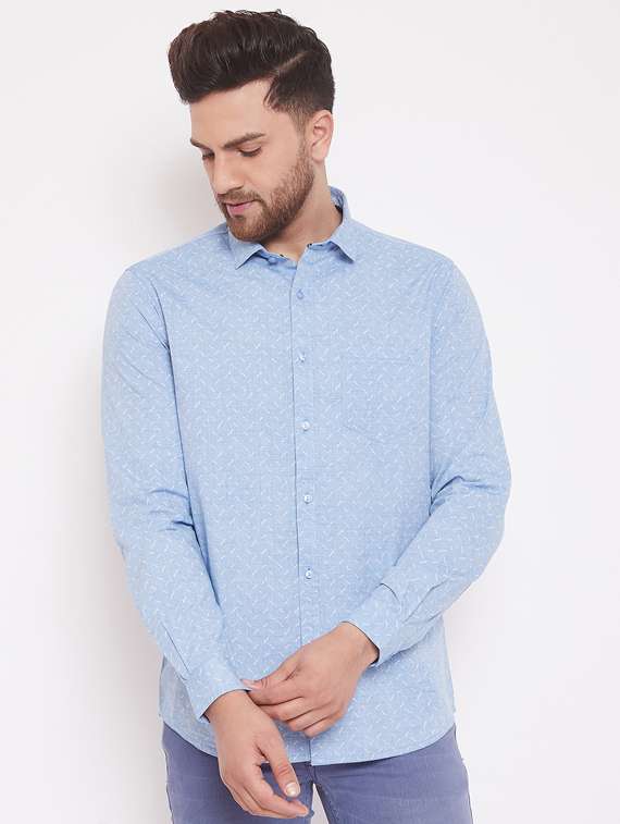 light blue printed casual shirt - 17463471 -  Zoom Image - 0