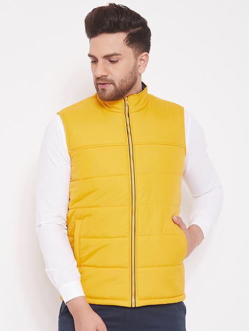 yellow solid quilted jacket - 17463514 - Standard Image - 0