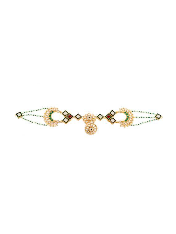 gold brass maang teekas & passa - 17464211 - Standard Image - 3
