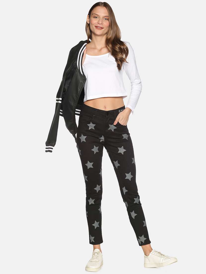 women's printed slim fit jeans - 17465192 - Standard Image - 3