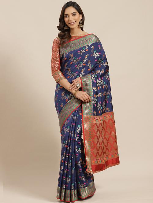 floral banarasi saree with blouse - 17465486 -  Standard Image - 0