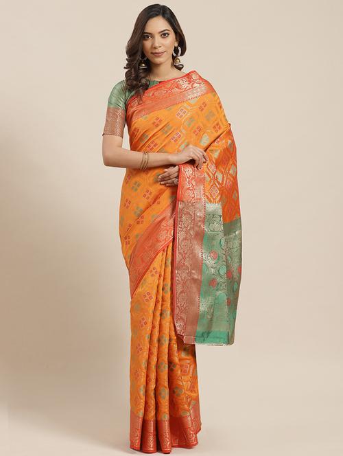 checkered banarasi saree with blouse - 17465495 -  Standard Image - 0