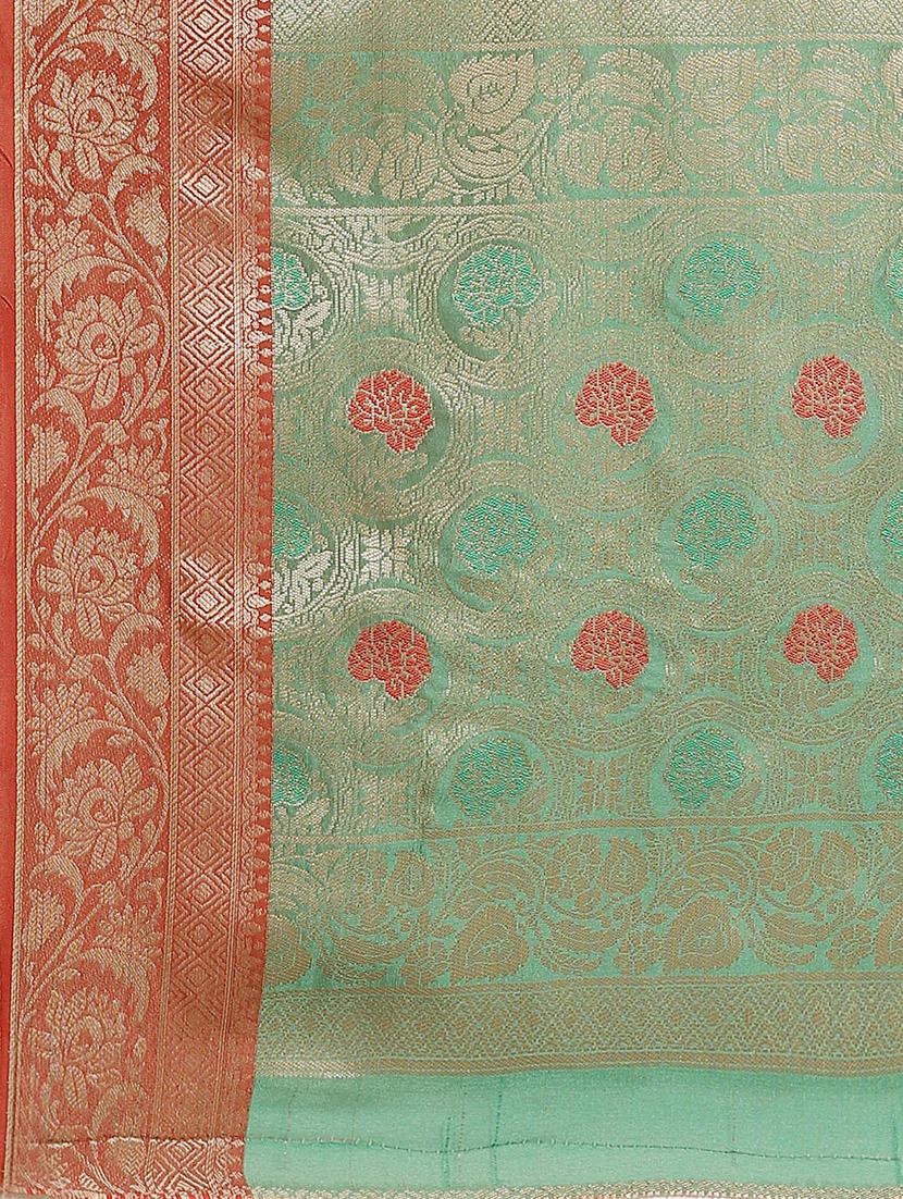 checkered banarasi saree with blouse - 17465495 - Standard Image - 3