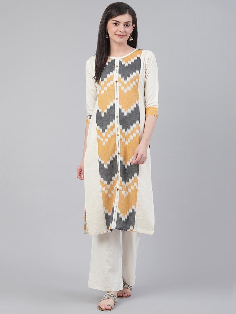 white cotton straight kurta - 17465805 - Zoom Image - 0