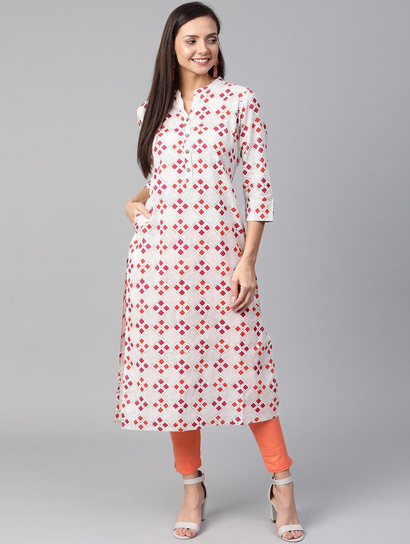 geomteric print straight kurta - 17465820 - Zoom Image - 0