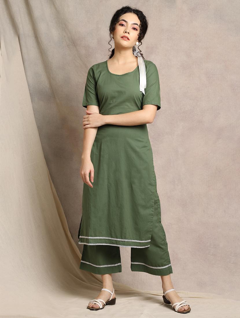 olive kurta pant set