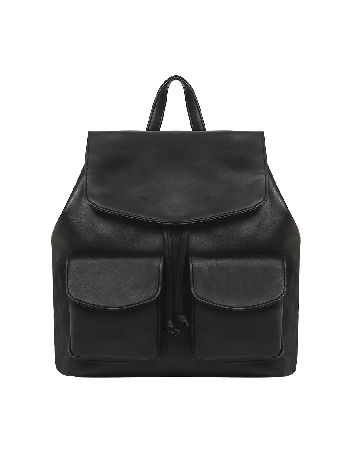 black leatherette (pu) regular backpack - 17466678 -  Zoom Image - 0