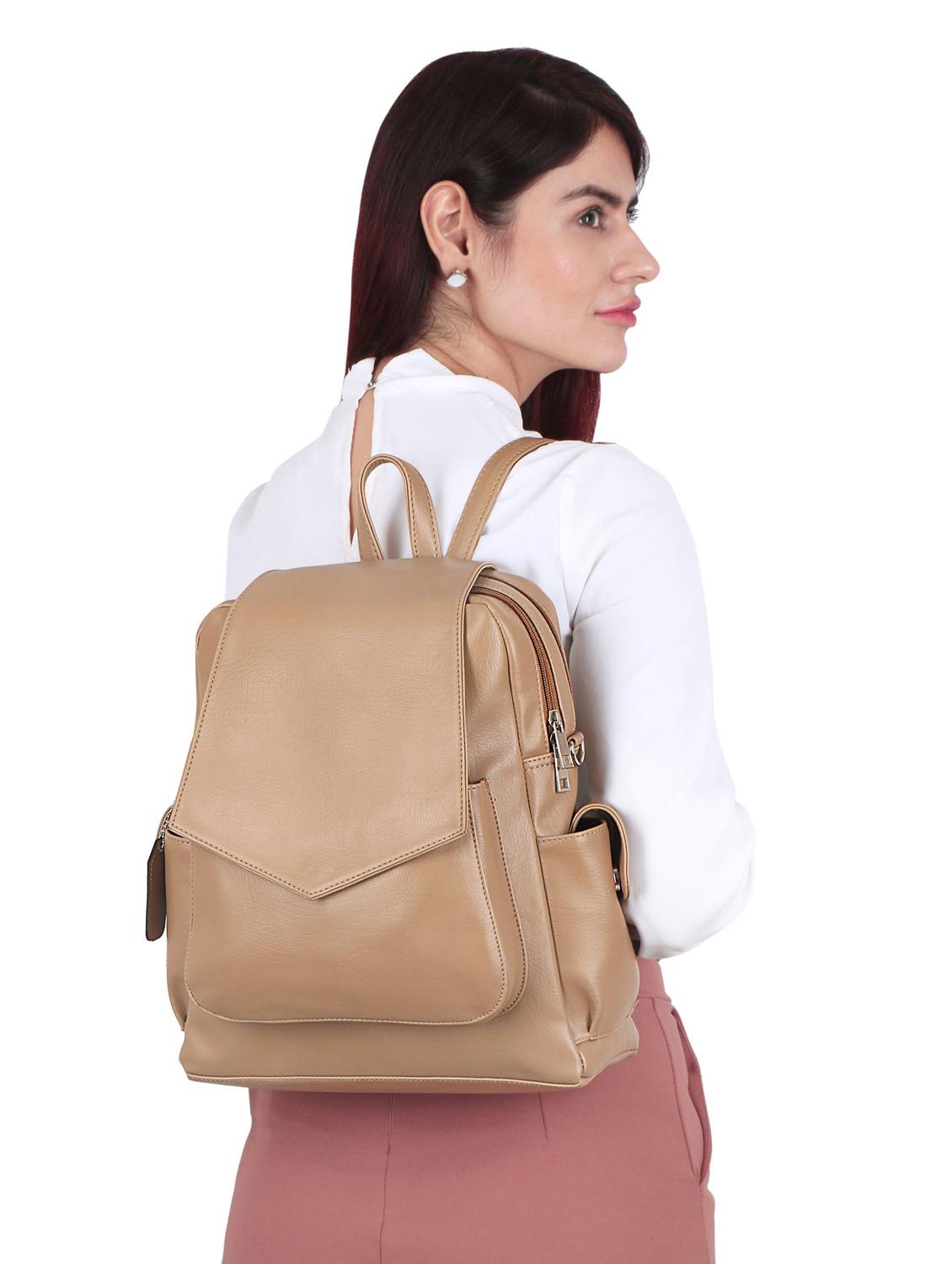 nude leatherette (pu) regular backpack - 17466681 - Standard Image - 5
