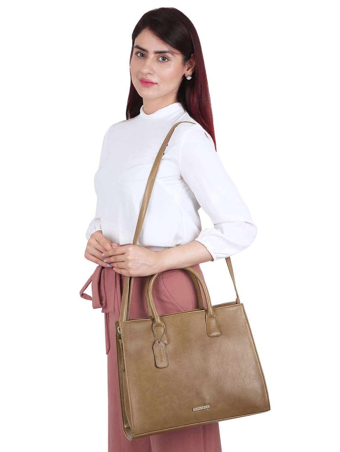 nude leatherette (pu) handbag - 17466712 - Standard Image - 5