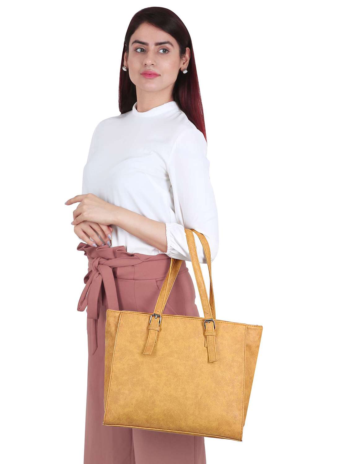 nude leatherette (pu) handbag - 17466719 - Standard Image - 5