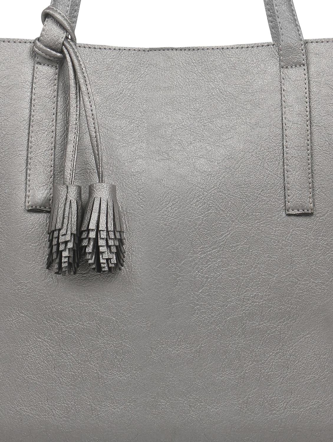 silver leatherette (pu) handbag - 17466725 - Standard Image - 3