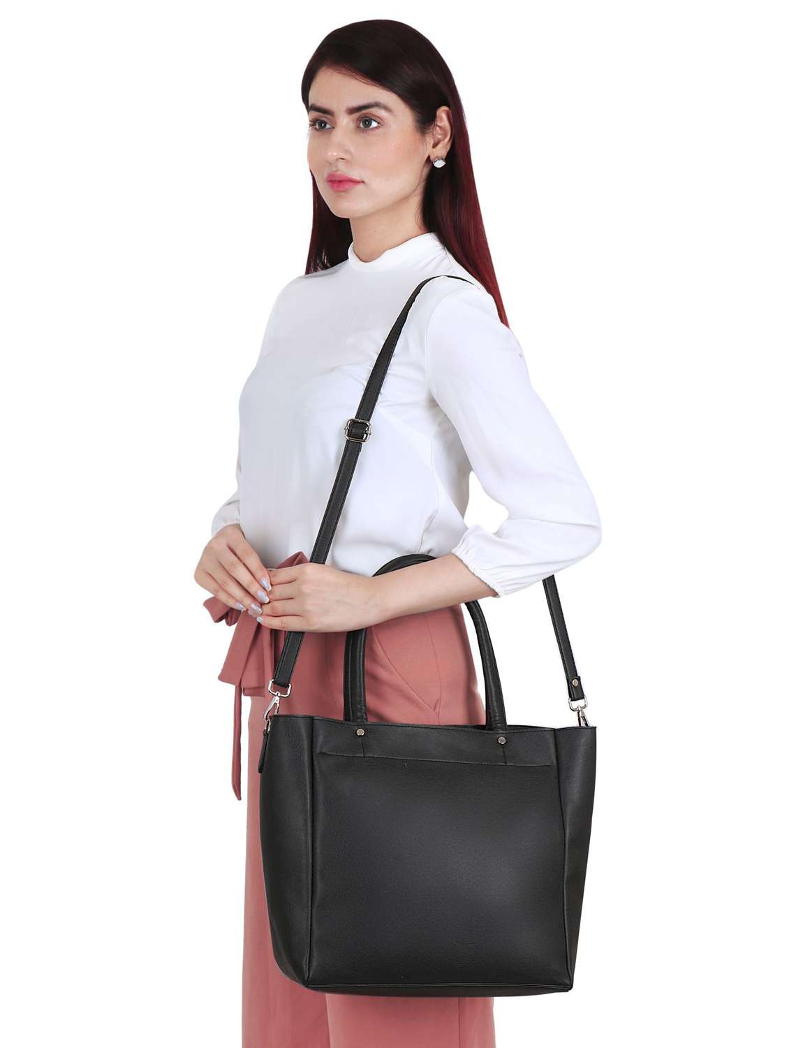 black leatherette (pu) handbag - 17466733 -  Standard Image - 5