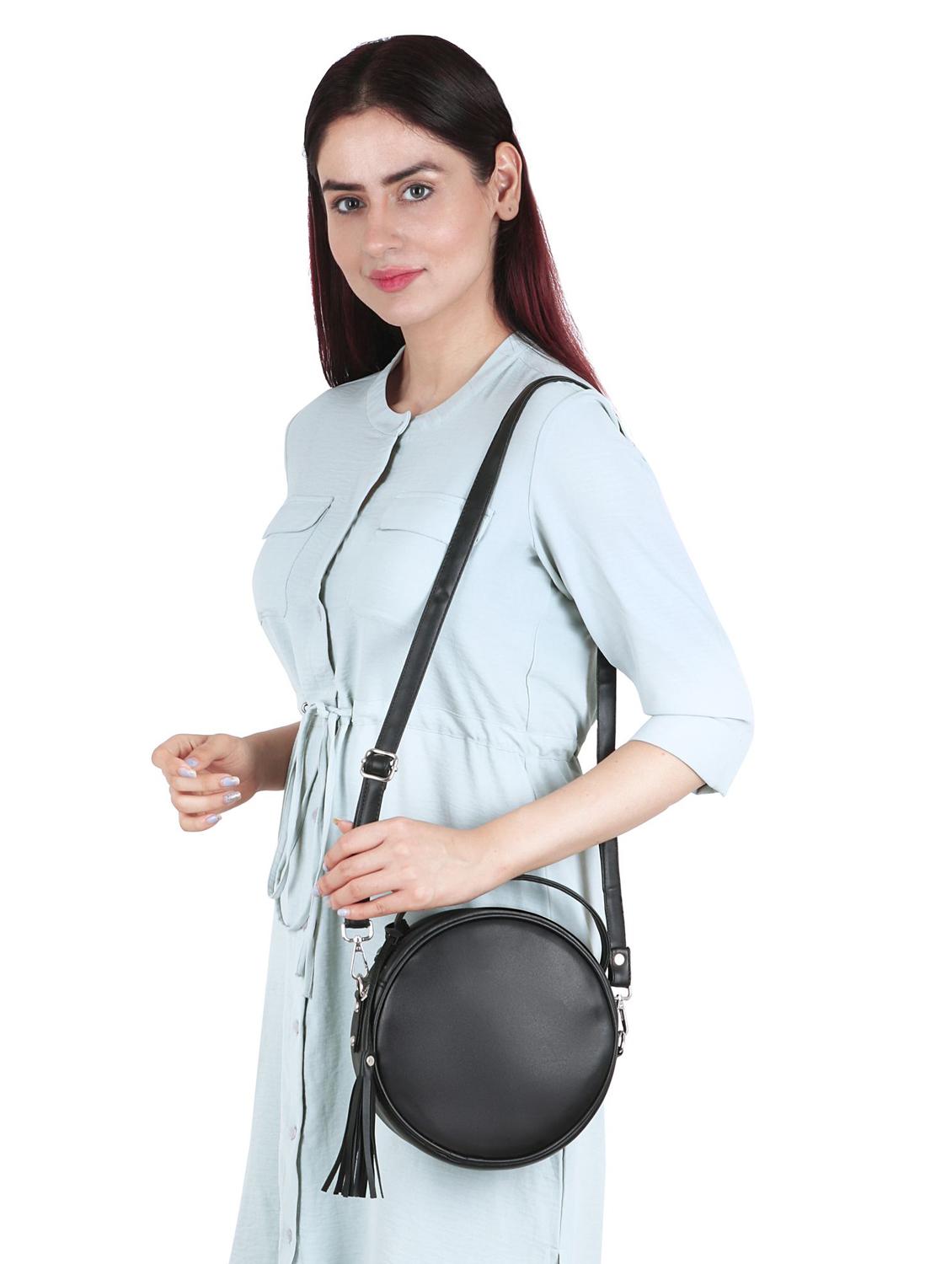black leatherette (pu) sling bag - 17466764 - Standard Image - 5