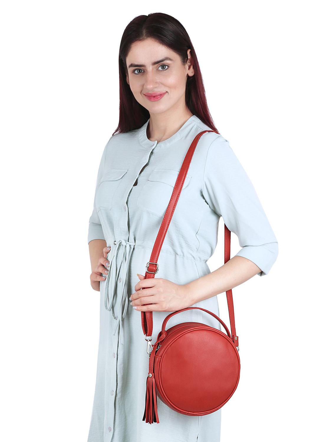 red leatherette (pu) sling bag - 17466766 - Standard Image - 5