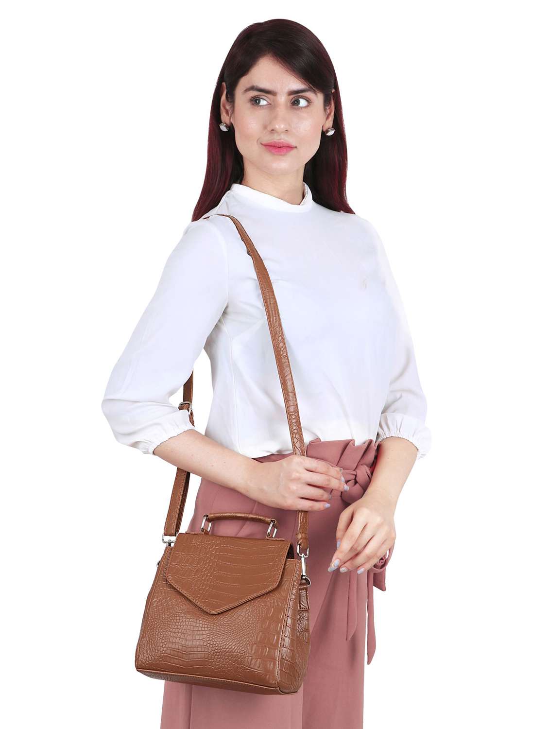 nude leatherette (pu) sling bag - 17466775 - Standard Image - 5
