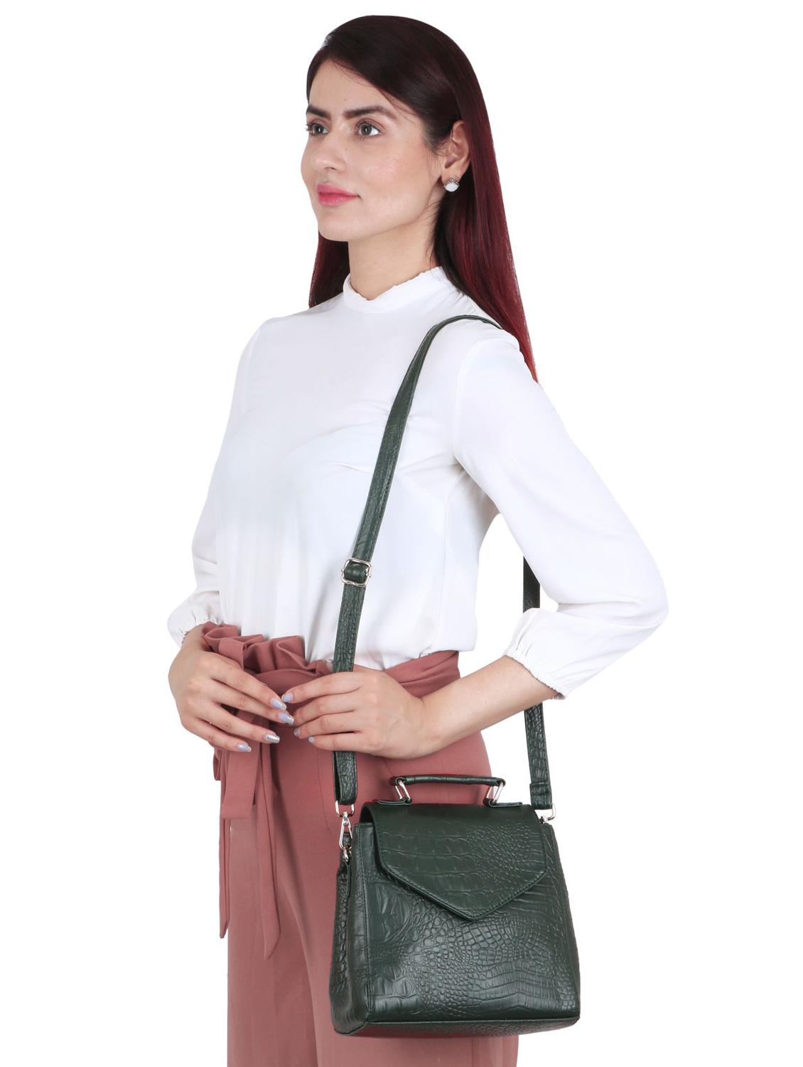 green leatherette (pu) sling bag - 17466776 - Standard Image - 5
